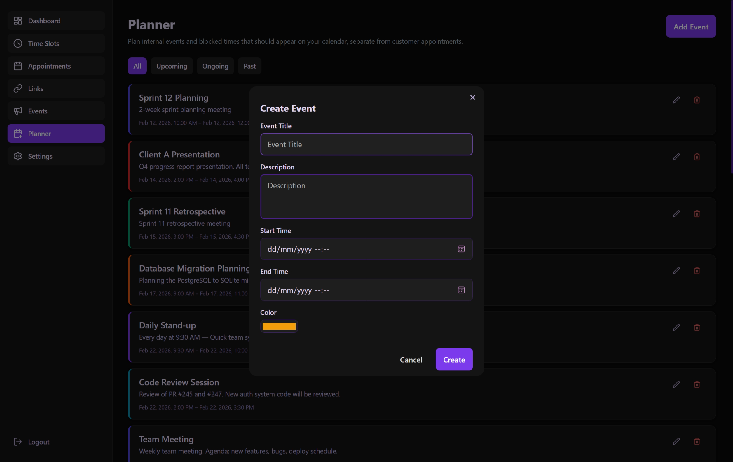 Create Planner Entry
